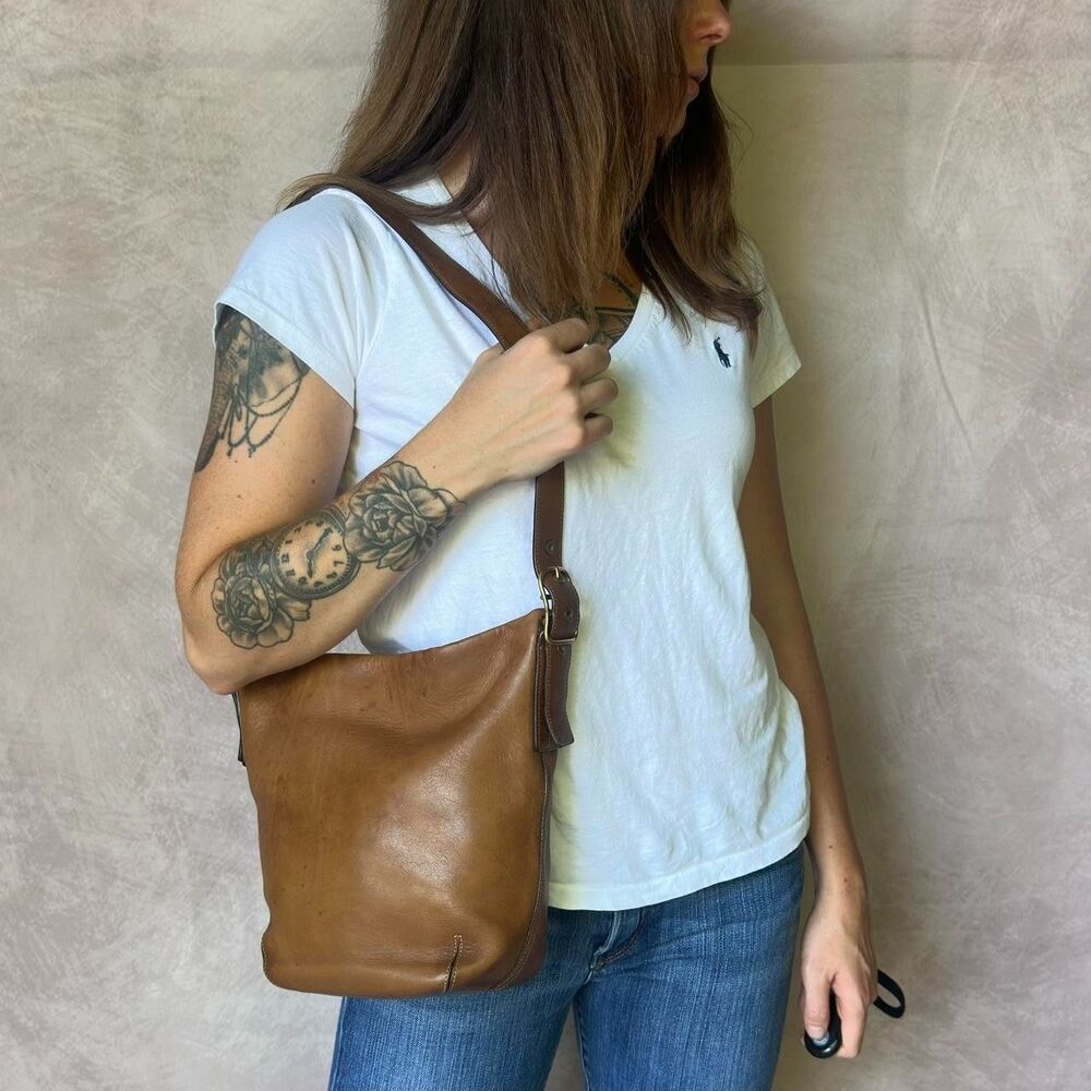 Vintage Coach 9118 Legacy Duffle Sac Cognac Brown Leather Bucket Shoulder Bag